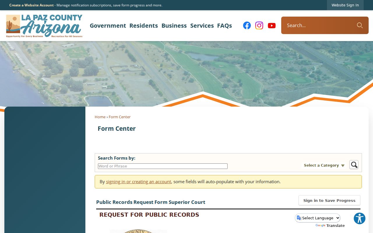 La Paz County active warrant Superior Court record form