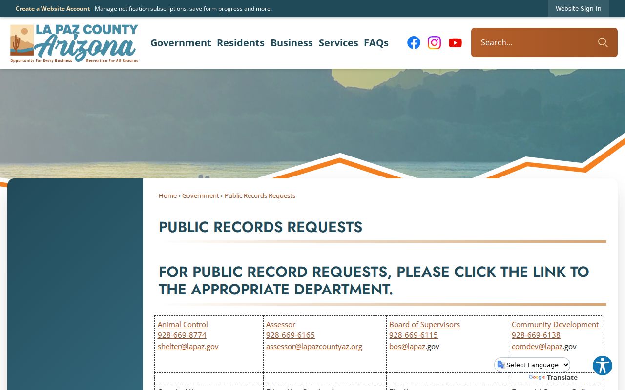 La Paz County active warrant public records routes