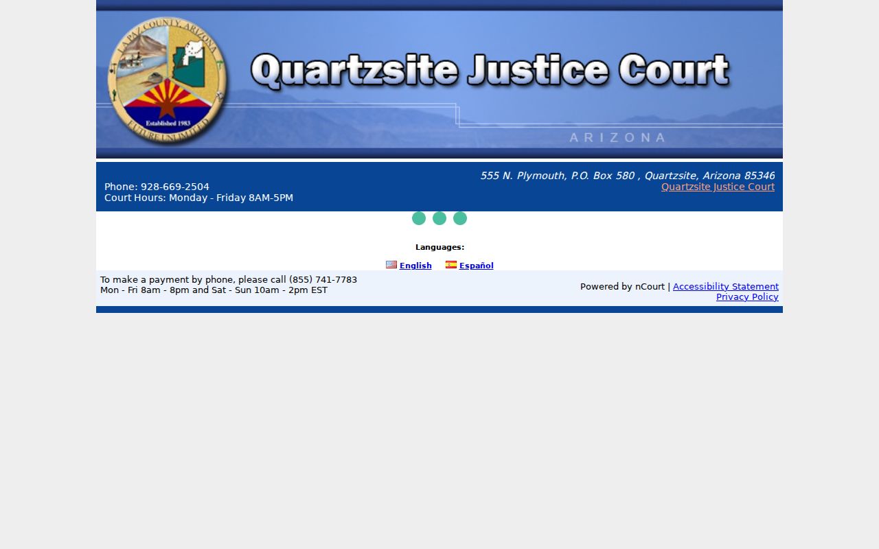 Quartzsite Justice Court warrant records citation portal