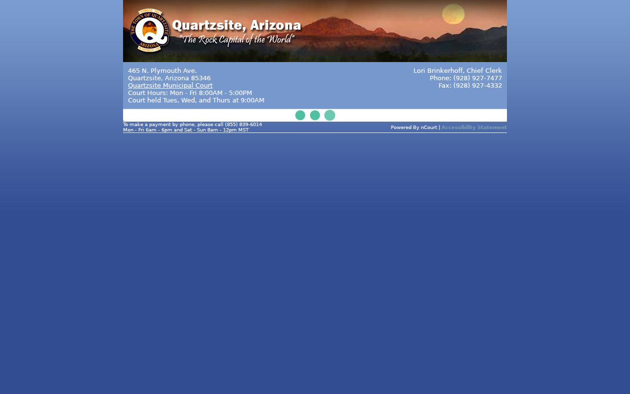 Quartzsite Municipal Court warrant records payment channel